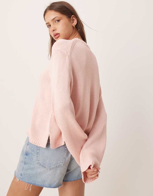 ASOS DESIGN oversized crewnecktröja i rosa - Image 4