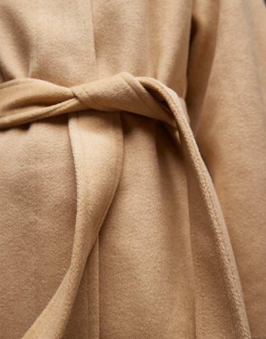 Topshop belted long line formal coat in buttermilk - Image 3