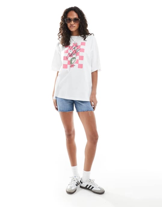 JJXX oversized t-shirt med matcha-print i vitt - Image 4