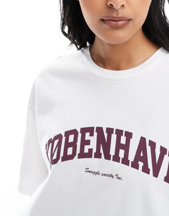 JJXX oversized t-shirt med kobenhavntryck i vitt - Image 2