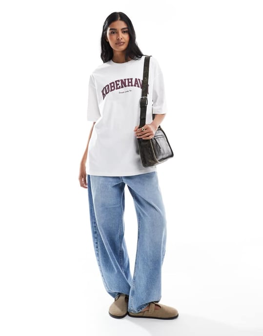 JJXX oversized t-shirt med kobenhavntryck i vitt - Image 4