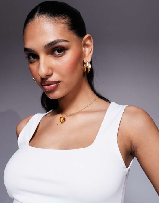 ASOS DESIGN polyamid slinky topp med fyrkantig halsringning i elfenben - Image 3