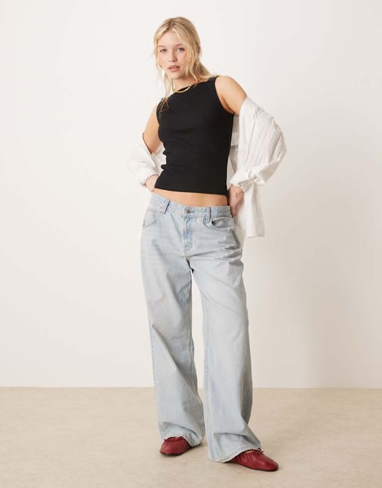 ASOS DESIGN fyrkantig halsringning tjock kant väst i svart - Image 3