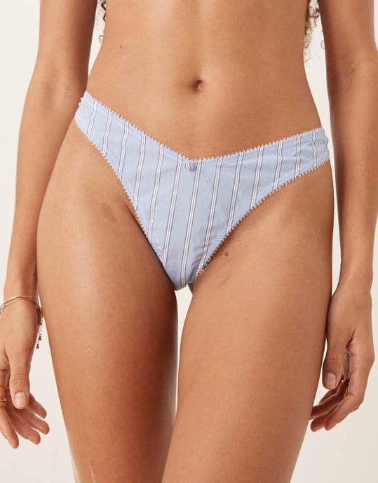 ASOS DESIGN Sidney vävd tanga i blå rand - Image 2