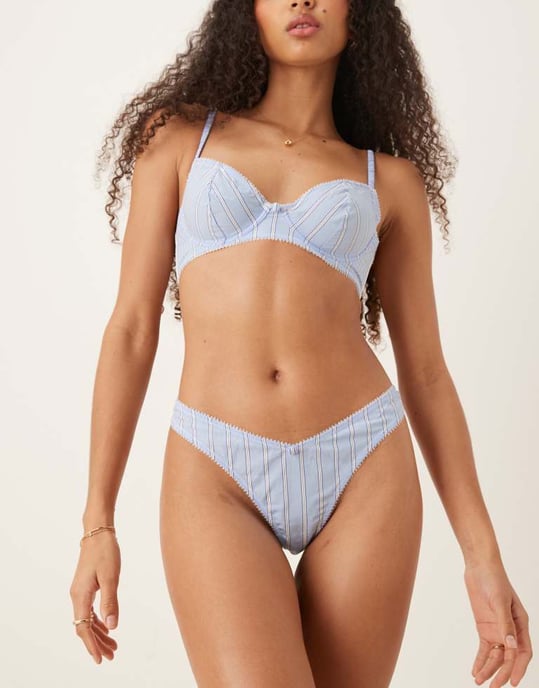 ASOS DESIGN Sidney vävd tanga i blå rand - Image 3