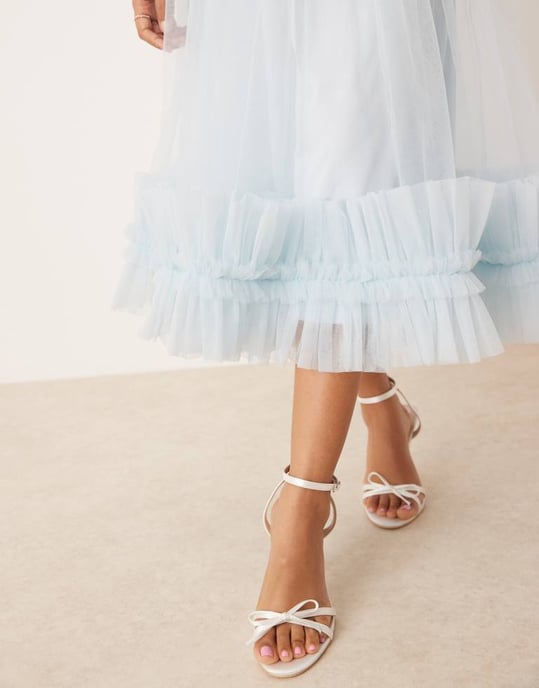 Lace & Beads Petite korsett tulle volang nederdel midaxi klänning i himmelsblå - Image 3