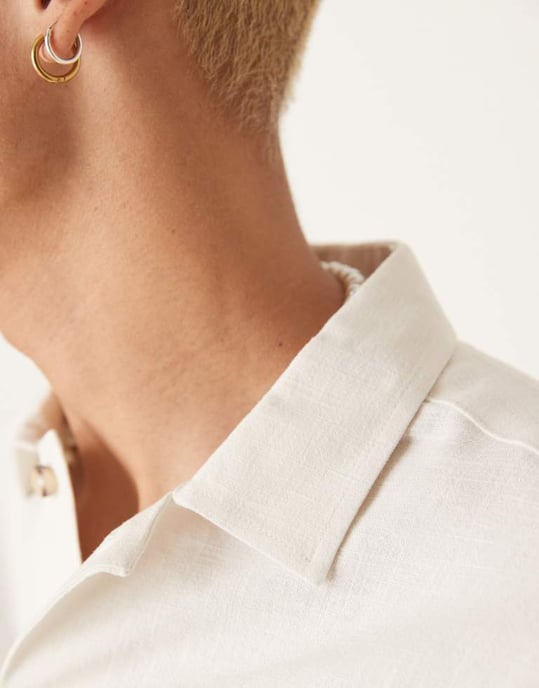 ASOS DESIGN boxig oversized linneblandning skjorta i vitt - Image 3
