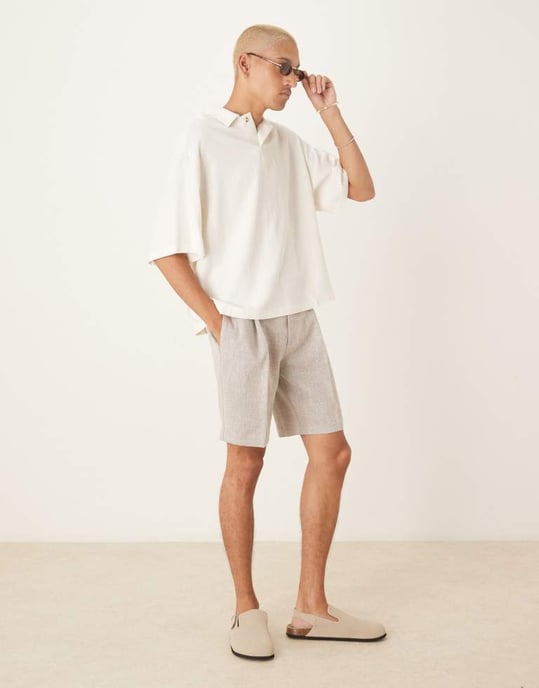 ASOS DESIGN boxig oversized linneblandning skjorta i vitt - Image 4