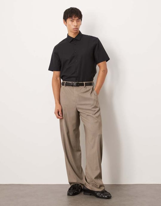 ASOS DESIGN formell linneblandning regular skjorta i svart - Image 2