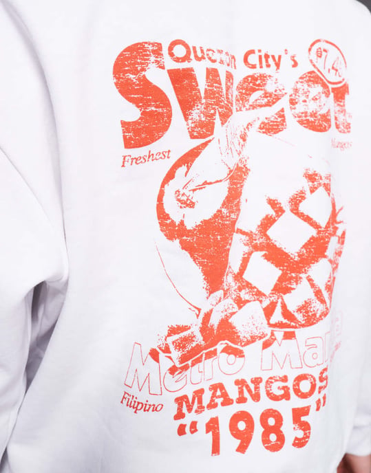 ASOS DESIGN hoodie med Mango-motiv i vitt - Image 3