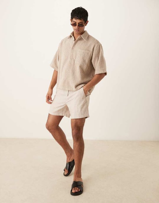 ASOS DESIGN strukturerad kortärmad skjorta i hessian - Image 2