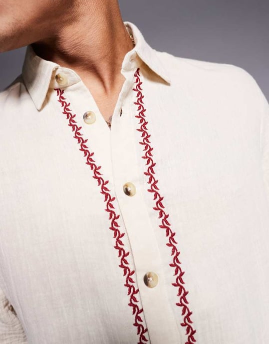 ASOS DESIGN boxig texturerad skjorta med kanttryck - Image 3