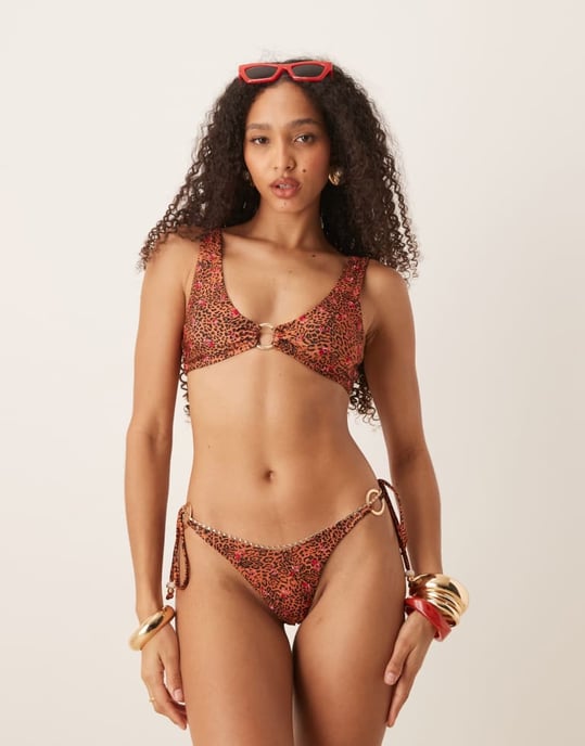 Kulani Kinis tieside cheeky bikini bottom in wild rose brown - Image 2