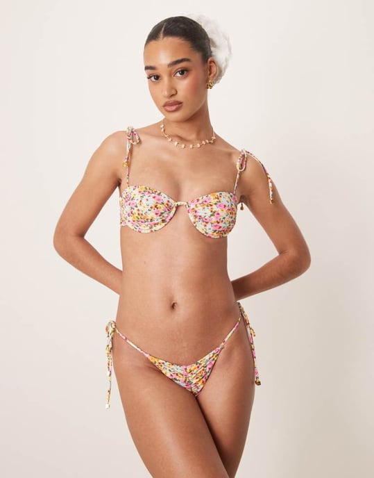 Wild Lovers Tropicana tie side bikini bottom in multi - Image 2