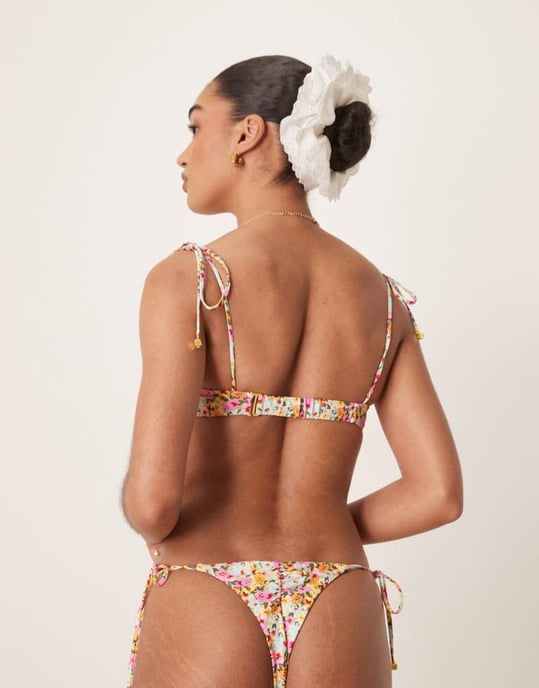 Wild Lovers Tropicana tie side bikini bottom in multi - Image 4
