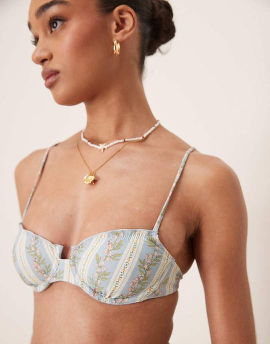 Wild Lovers Milkshake bikini top in blue multi - Image 4