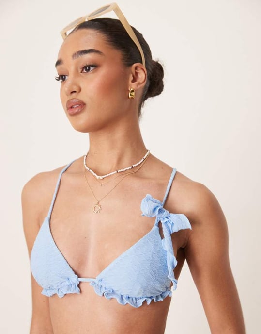 Wild Lovers Blue lagoon triangle bikini top in blue - Image 2