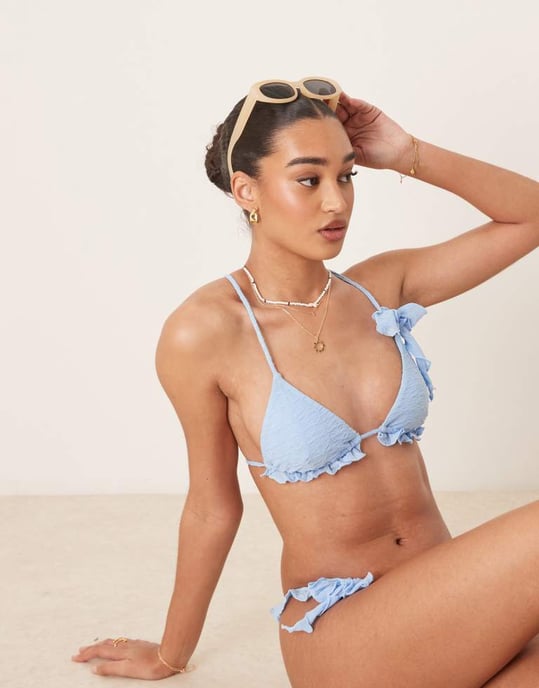 Wild Lovers Blue lagoon triangle bikini top in blue - Image 4