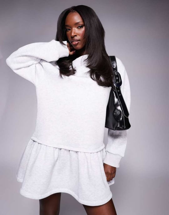 ASOS DESIGN sweatklänning med sänkt midja i grått - Image 2