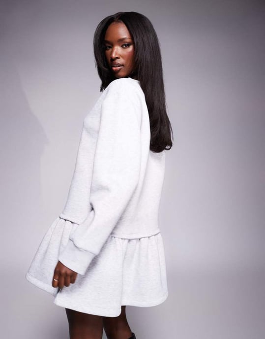 ASOS DESIGN sweatklänning med sänkt midja i grått - Image 4