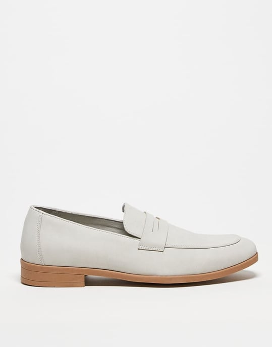ASOS DESIGN penny loafer i ljusgrå - Image 1