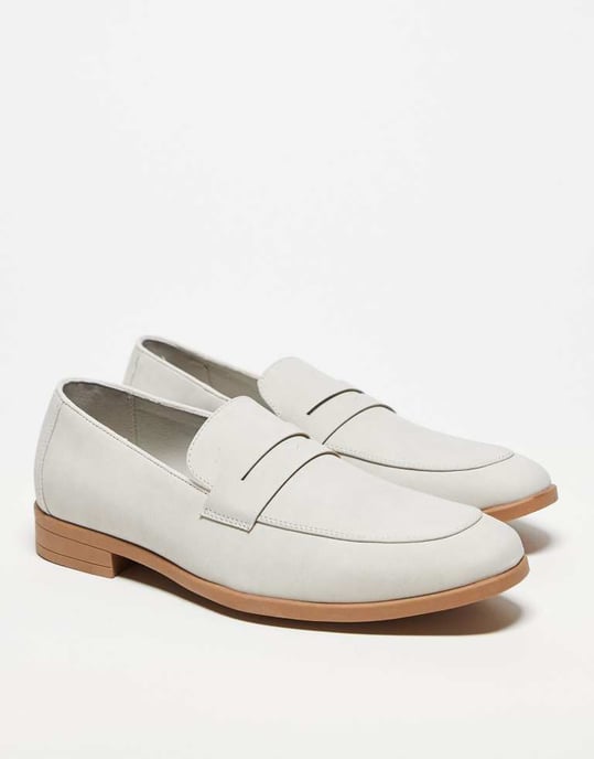 ASOS DESIGN penny loafer i ljusgrå - Image 2