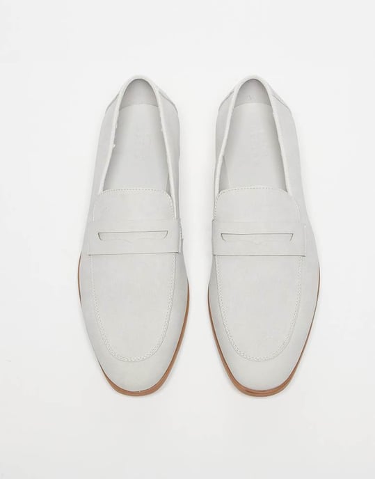 ASOS DESIGN penny loafer i ljusgrå - Image 3