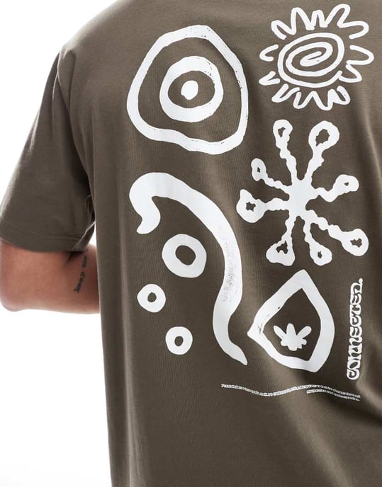 ONLY & SONS oversized t-shirt med gammaldags tryck på ryggen i brunt - Image 4
