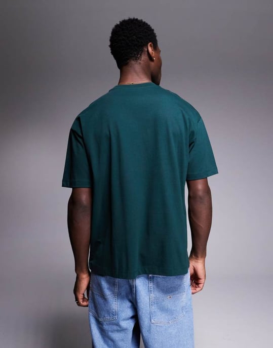 ASOS DESIGN oversized t-shirt med varsitygrafik i mörkgrön - Image 3