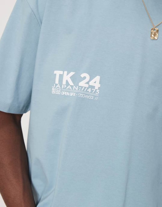 ASOS DESIGN boxig oversized t-shirt med texttryck i blått - Image 2