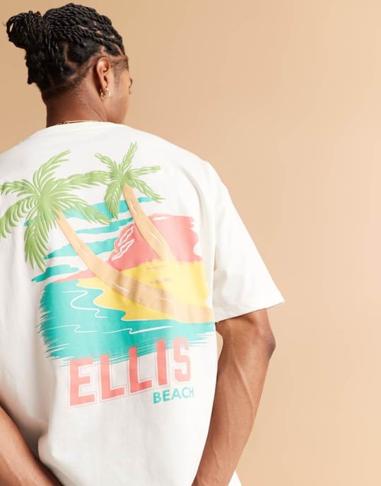 ASOS DESIGN överdimensionerad t-shirt med högsommar grafik i avblekt vitt - Image 3
