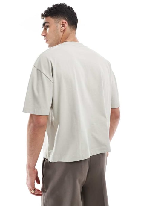 ASOS DESIGN tung boxig oversized t-shirt i ljusgrå - Image 3
