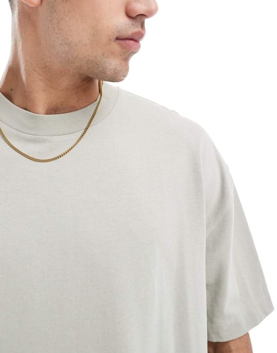 ASOS DESIGN tung boxig oversized t-shirt i ljusgrå - Image 4