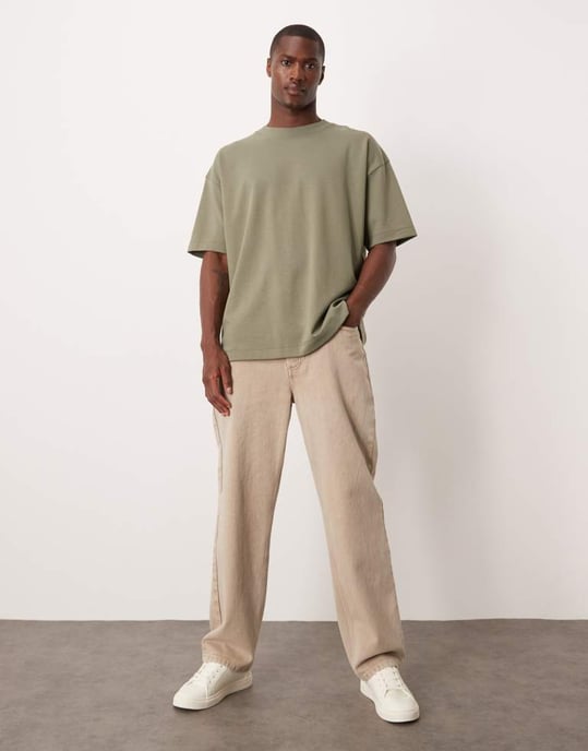 ASOS DESIGN tung oversized t-shirt i khaki mjuk känsla - Image 2