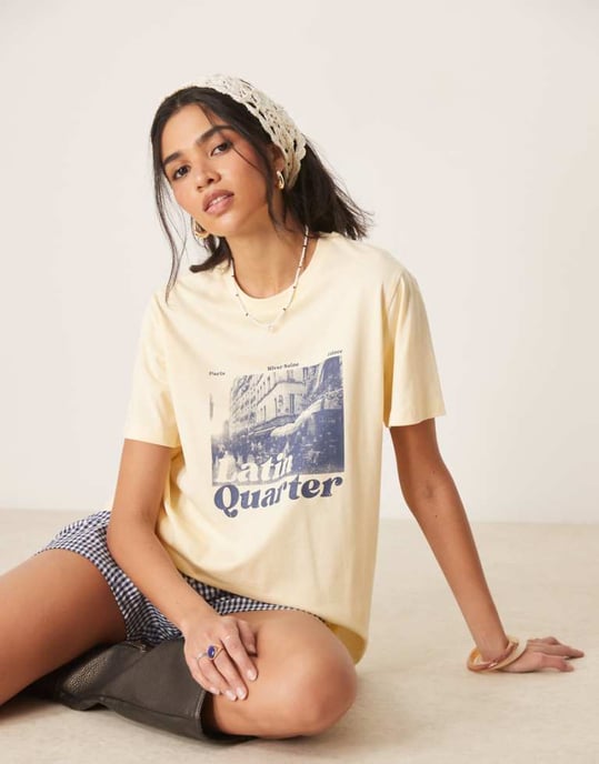 ASOS DESIGN regular fit t-shirt med grafik från Latin Quarter i citron - Image 1