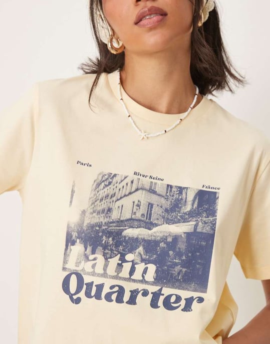 ASOS DESIGN regular fit t-shirt med grafik från Latin Quarter i citron - Image 3