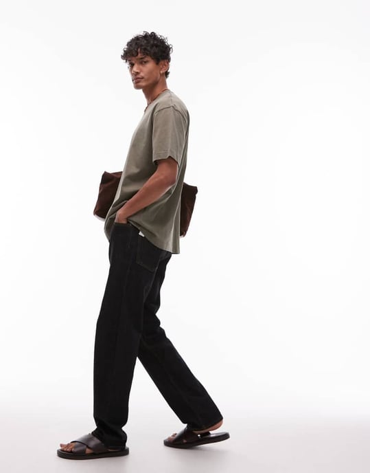 Topman avslappnad passform t-shirt i tvättad khaki - Image 3