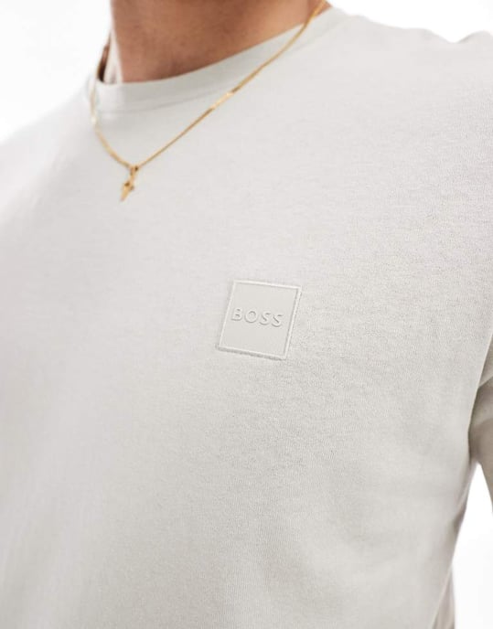 BOSS Orange Tales lådlogo avslappnad passform t-shirt i beige - Image 2