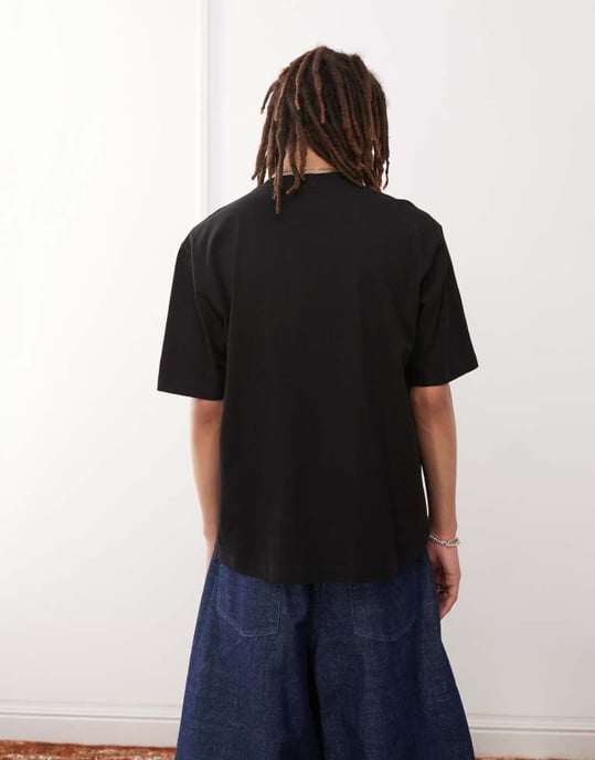 Veckodags avslappnad passform tungviktsjersey t-shirt i svart - Image 3