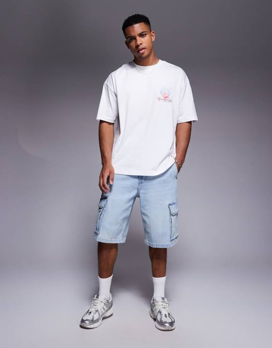 ASOS DESIGN oversized t-shirt med souvenirgrafik i vitt - Image 2