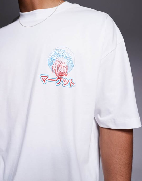 ASOS DESIGN oversized t-shirt med souvenirgrafik i vitt - Image 3