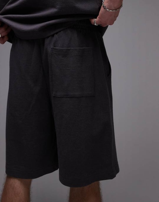 Topman oversized shorts i linneblandning i kolgrå - Image 2