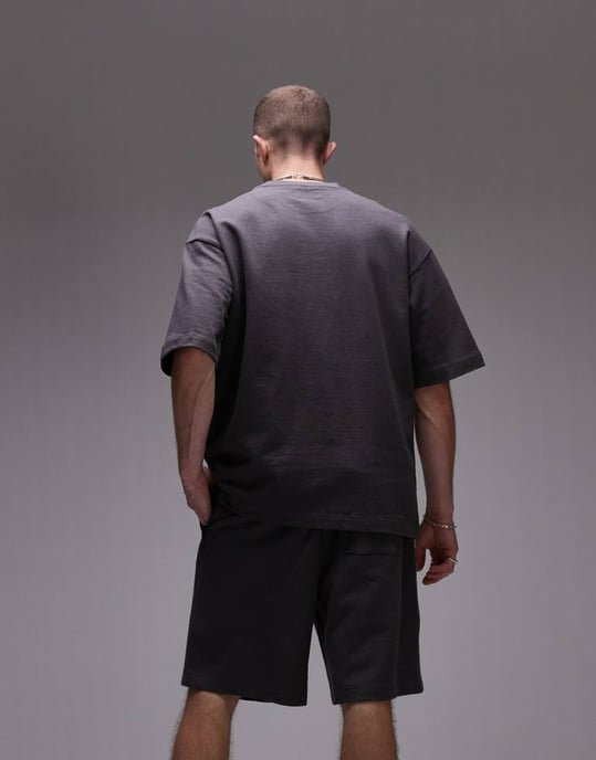 Topman oversized shorts i linneblandning i kolgrå - Image 4