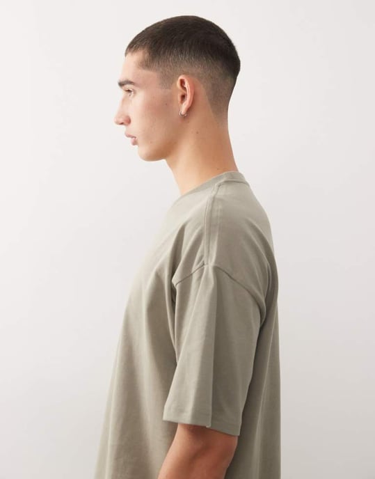 Weekday Stort boxigt oversized t-shirt i khaki - Image 4
