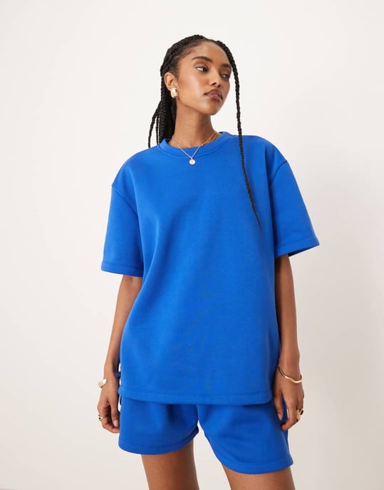 ASOS DESIGN matchande sweatshirt t-shirt i blå - Image 2