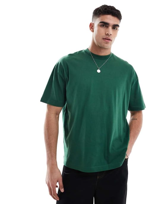 ASOS DESIGN oversized t-shirt med texttryck på ryggen i grön - Image 2