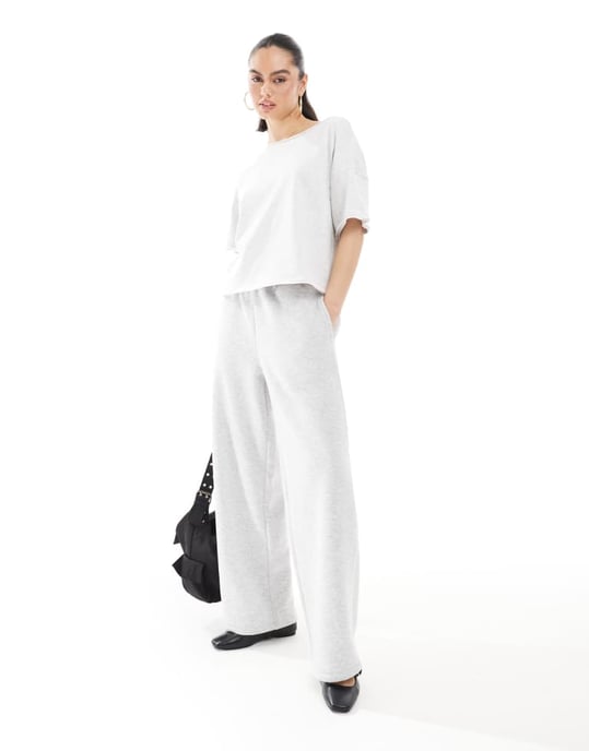 ASOS DESIGN t-shirt med rå kant och loopen på baksidan i isgrå melerat - Image 3