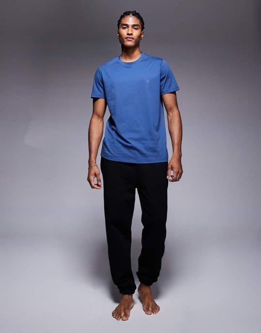 BOSS Bodywear 365 logotryck t-shirt regular fit i mellanblå - Image 4