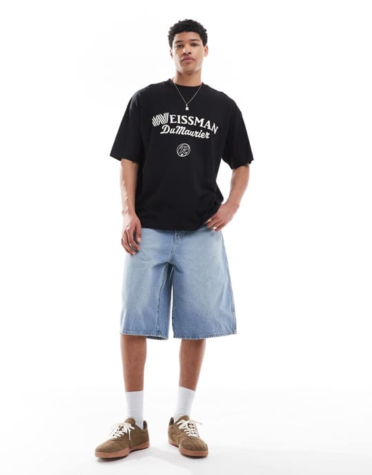 ASOS DESIGN oversized t-shirt med textgrafik i svart - Image 2