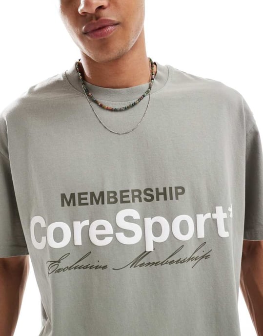 Jack & Jones boxig oversized kort t-shirt med framptryck i khaki - Image 3